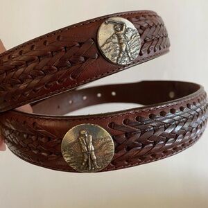 Brighton Brown Leather Belt with Silver Medallion